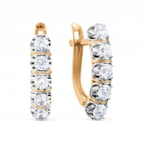 Золотые серьги Karatov Т14102Б738 с бриллиантом Т14102Б738 фото