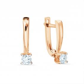 Золотые серьги Karatov Т14102В145 с бриллиантом Т14102В145 фото