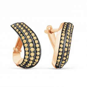 Золотые серьги Karatov Т14102В183-02 с бриллиантом Т14102В183-02 фото