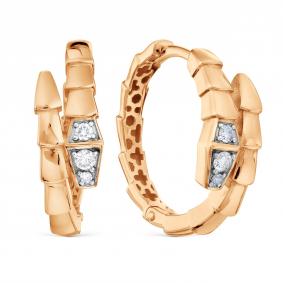 Золотые серьги Символ года Змея Karatov с бриллиантом Т14102В190 Т14102В190 фото