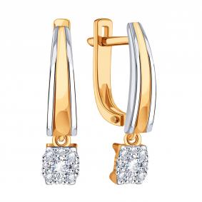 Золотые серьги Karatov Т14102В977-01 с бриллиантом Т14102В977-01 фото