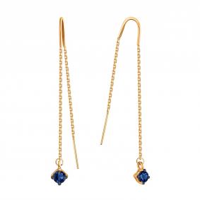 Золотые серьги Karatov Т14102Г002 с сапфиром Т14102Г002 фото