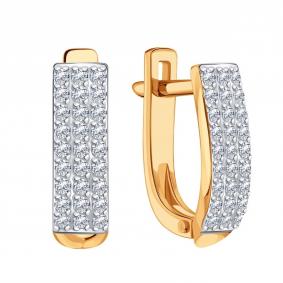 Золотые серьги Karatov Т14102Г082 с бриллиантом Т14102Г082 фото