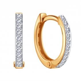 Золотые серьги Karatov Т14102Г083 с бриллиантом Т14102Г083 фото