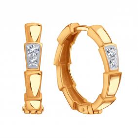 Золотые серьги Karatov Т14102Г157 с бриллиантом Т14102Г157 фото