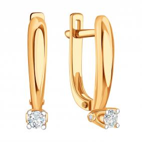 Золотые серьги Karatov Т14102Г178 с бриллиантом Т14102Г178 фото