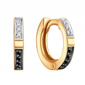 Золотые серьги Karatov Т14102Г203-01 с бриллиантом Т14102Г203-01 фото