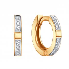 Золотые серьги Karatov Т14102Г203 с бриллиантом Т14102Г203 фото