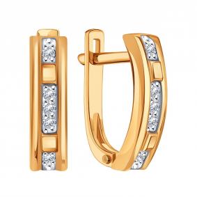 Золотые серьги Karatov Т14102Г294 с бриллиантом Т14102Г294 фото