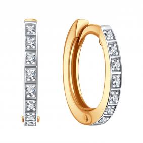 Золотые серьги Karatov Т14102Г510 с бриллиантом Т14102Г510 фото