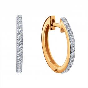 Золотые серьги Karatov Т14102Г583 с бриллиантом Т14102Г583 фото