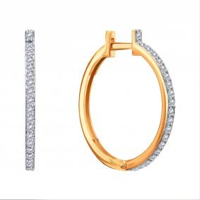 Золотые серьги Karatov Т14102Г584 с бриллиантом Т14102Г584 фото