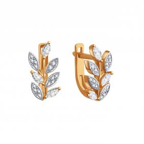 Золотые серьги Karatov Т14102Г623 с бриллиантом Т14102Г623 фото