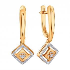 Золотые серьги Karatov Т14102Г687 с бриллиантом Т14102Г687 фото