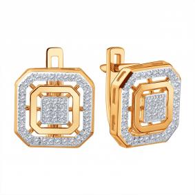 Золотые серьги Karatov Т14102Г694 с бриллиантом Т14102Г694 фото