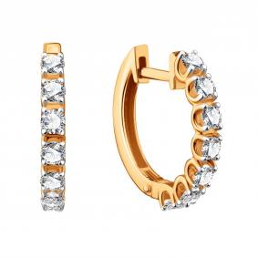 Золотые серьги Karatov Т14102Г884-К с бриллиантом Т14102Г884-К фото