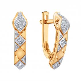 Золотые серьги Символ года Змея Karatov с бриллиантом Т14102Г896 Т14102Г896 фото