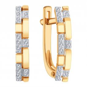 Золотые серьги Karatov Т14102Г898 с бриллиантом Т14102Г898 фото