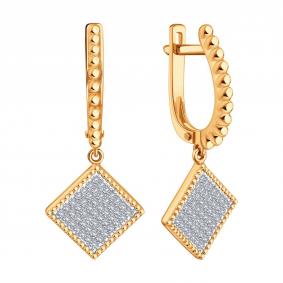 Золотые серьги Karatov Т14102Е053 с бриллиантом Т14102Е053 фото