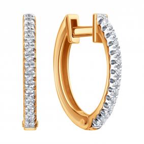 Золотые серьги Karatov Т14102Е070 с бриллиантом Т14102Е070 фото