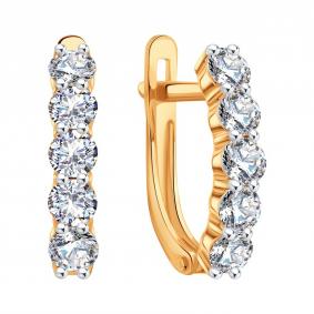 Золотые серьги Karatov Т14102Е071 с бриллиантом Т14102Е071 фото