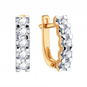 Золотые серьги Karatov Т14102Е072 с бриллиантом Т14102Е072 фото