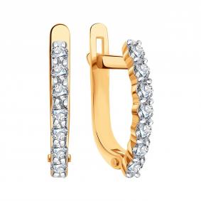 Золотые серьги Karatov Т14102Е073 с бриллиантом Т14102Е073 фото