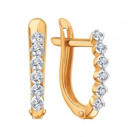 Золотые серьги Karatov Т14102Е295 с бриллиантом Т14102Е295 фото