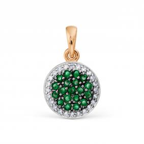 Золотая подвеска Karatov Т141035723 с бриллиантом и изумрудом Т141035723 фото