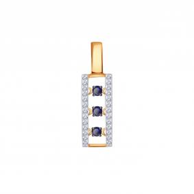 Золотая подвеска Karatov Т141035801 с бриллиантом и сапфиром Т141035801 фото