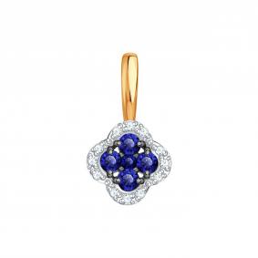 Золотая подвеска Karatov Т141036133 с бриллиантом и сапфиром Т141036133 фото