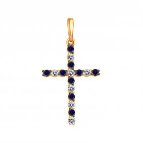 Золотая подвеска Karatov Т141036140 с бриллиантом и сапфиром Т141036140 фото