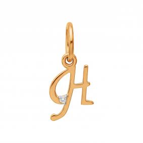 Золотая подвеска-буква Н Karatov с бриллиантом Т141036428 Т141036428 фото