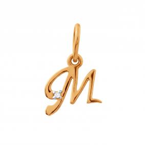 Золотая подвеска-буква М Karatov с бриллиантом Т141036430 Т141036430 фото