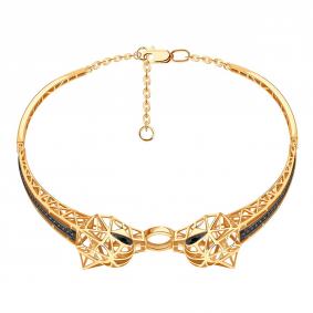 Золотой браслет Karatov Т141101115-01 с чёрным бриллиантом и коньячным бриллиантом Т141101115-01 фото