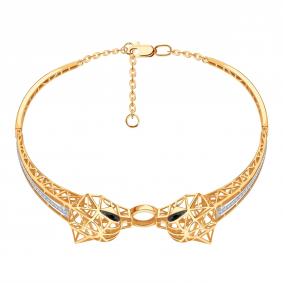 Золотой браслет Karatov Т141101115 с бриллиантом и чёрным бриллиантом Т141101115 фото