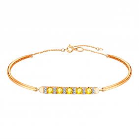 Золотой браслет Karatov Т141101334-02 с бриллиантом и сапфиром Т141101334-02 фото