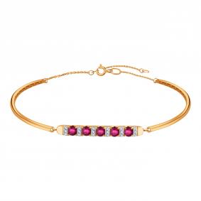 Золотой браслет Karatov Т141101334 с бриллиантом и рубином Т141101334 фото