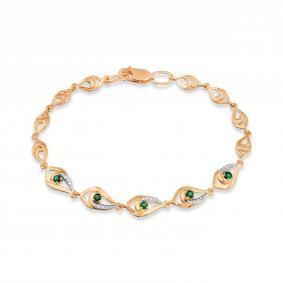 Золотой браслет Karatov Т14110914 с бриллиантом и изумрудом Т14110914 фото