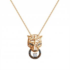 Золотое колье Karatov Т141112076 с бриллиантом и чёрным бриллиантом Т141112076 фото