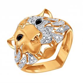 Золотое кольцо Karatov Т14151Д809 с бриллиантом и чёрным бриллиантом Т14151Д809 фото