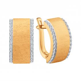 Золотые серьги Karatov Т14162Г908 с бриллиантом Т14162Г908 фото