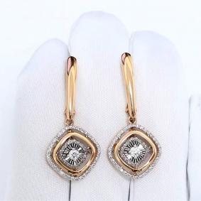 Золотые серьги Karatov с танцующим бриллиантом Т14162Г946 Т14162Г946 фото