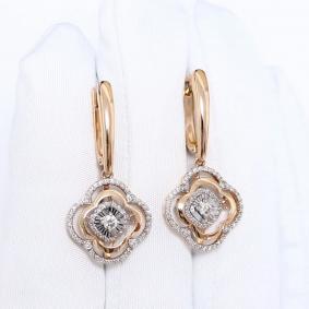 Золотые серьги Karatov с танцующим бриллиантом Т14162Г947-1 Т14162Г947-1 фото
