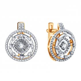 Золотые серьги Karatov Т14162Г948 с бриллиантом Т14162Г948 фото