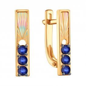 Золотые серьги Karatov Т14162Е328 с сапфиром Т14162Е328 фото