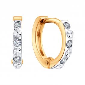 Золотые серьги Karatov Т14162Е582 с бриллиантом Т14162Е582 фото