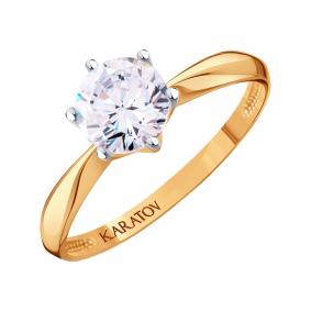 Золотое кольцо Karatov Т14201Д893-К с фианитом Т14201Д893-К фото