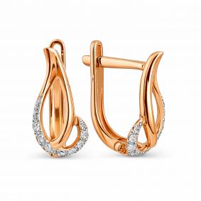 Золотые серьги Karatov Т142023891 с фианитом Т142023891 фото