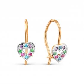 Золотые серьги Karatov Т142024386-01 с фианитом и ювелирным кристаллом Т142024386-01 фото